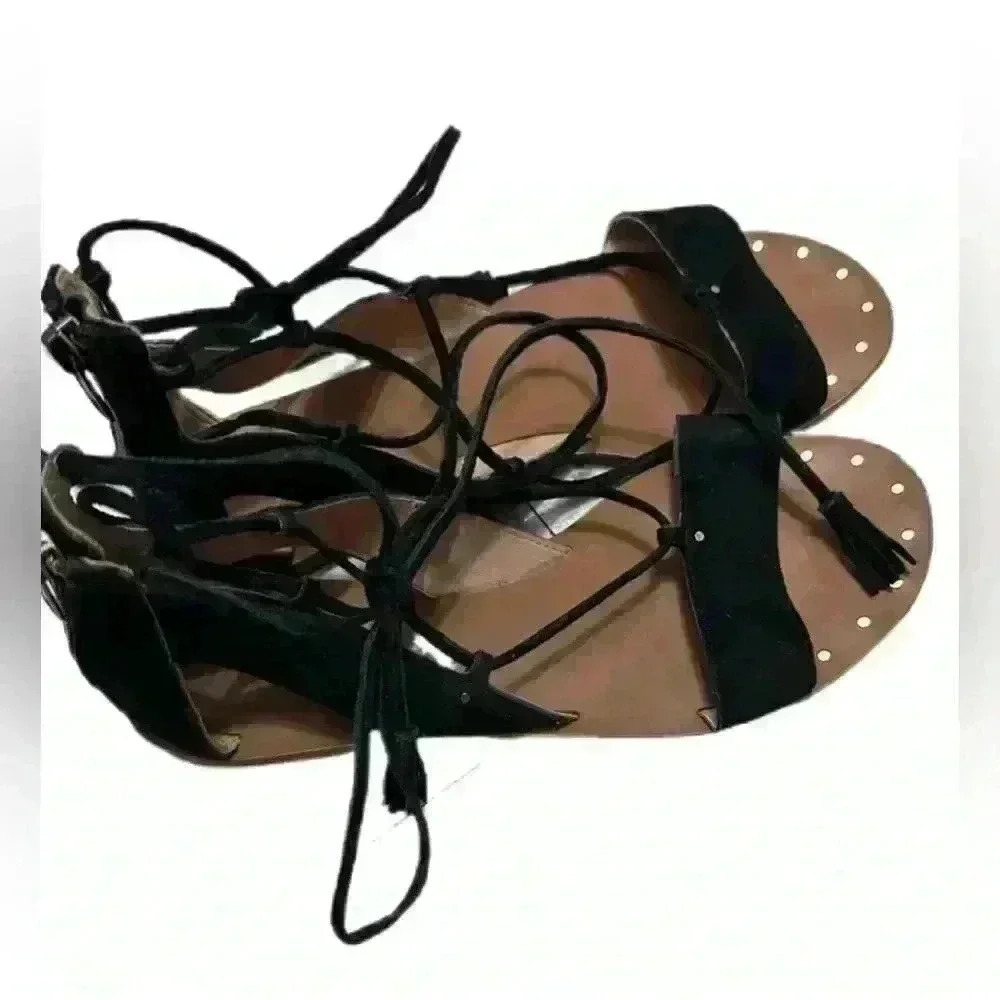 Madewell Women’s Sandals Size 7 Bridget Black Lace Up Gladiator Sandals - Picture 2 of 7